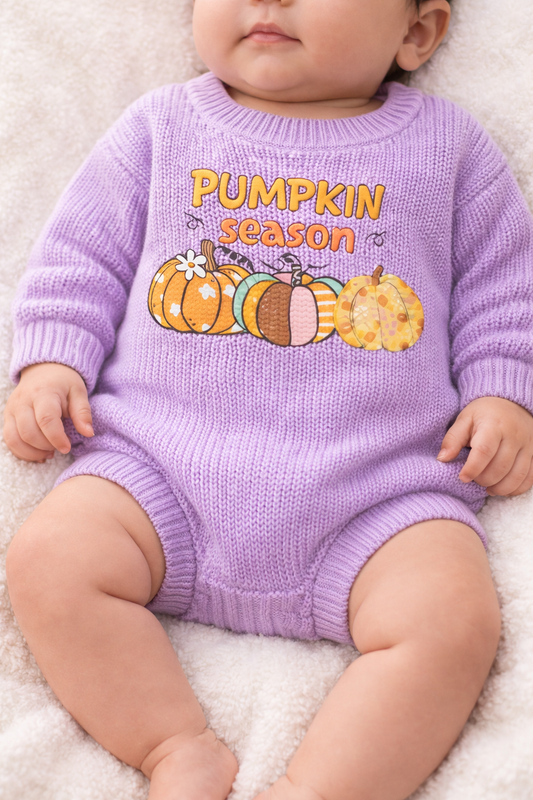Pumpkin Season Baby Knit Romper