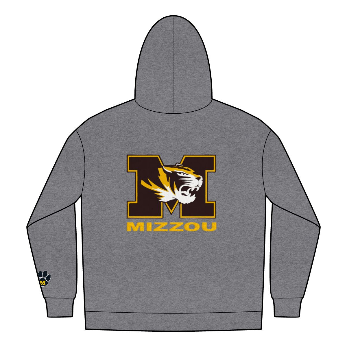Mizzou Tigers Zip Hoodie – Paw Print Front, Tiger Emblem Back