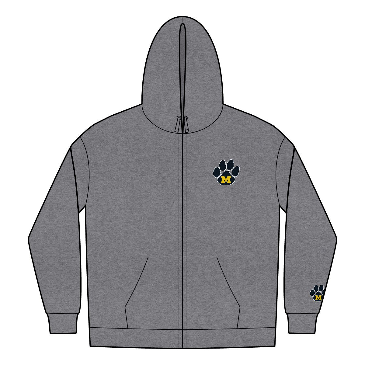 Mizzou Tigers Zip Hoodie – Paw Print Front, Tiger Emblem Back
