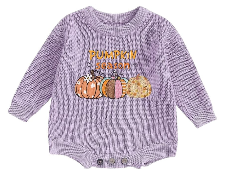 Pumpkin Season Baby Knit Romper
