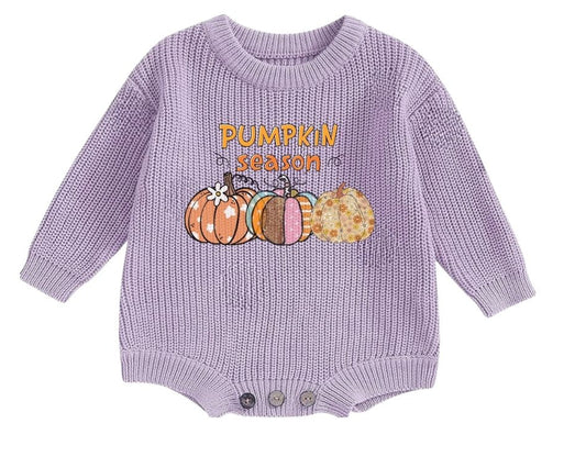 Pumpkin Season Baby Knit Romper