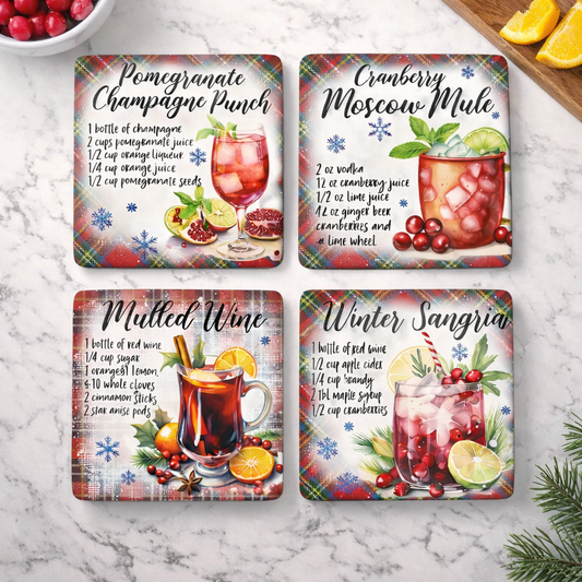 Holiday Cocktail Recipe Coasters