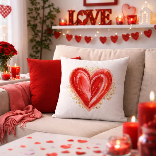 Hearts + Glitter Throw Pillow