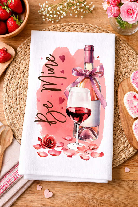 Be Mine Wine Tea Towel