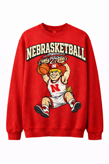 Nebraska Basketball Vintage Slam Graphic Crewneck