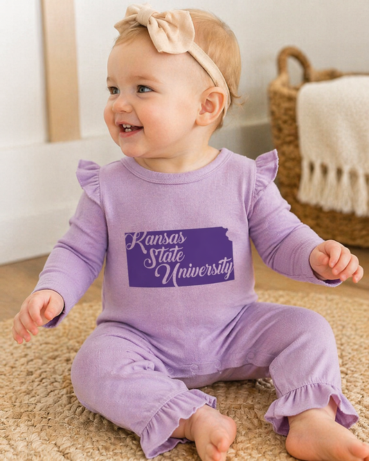 Little Wildcat Lavender Ruffle Romper