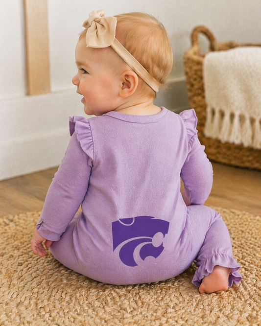 Little Wildcat Lavender Ruffle Romper