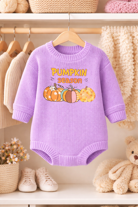 Pumpkin Season Baby Knit Romper