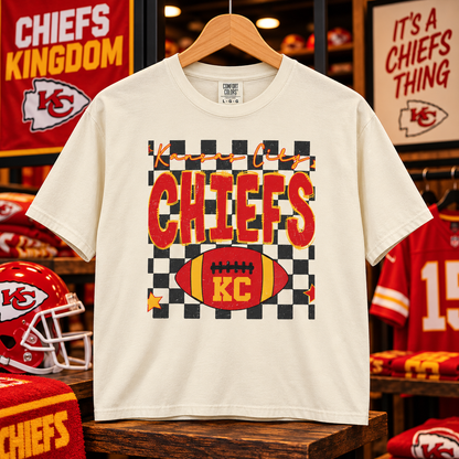 KC Chiefs Checkerboard Tee – Retro Game Day Vibes
