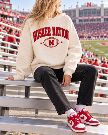Husker Nation Quilted Crewneck