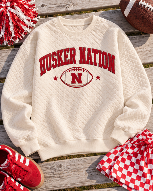 Husker Nation Quilted Crewneck