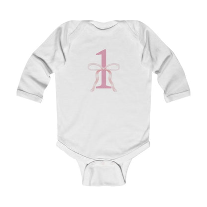 Pink Bow 1st Birthday Onesie