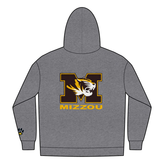 Mizzou Tigers Zip Hoodie – Paw Print Front, Tiger Emblem Back