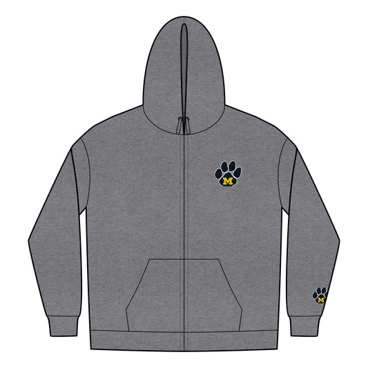 Mizzou Tigers Zip Hoodie – Paw Print Front, Tiger Emblem Back