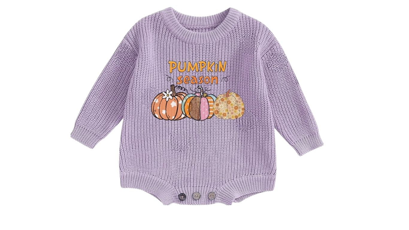 Pumpkin Season Baby Knit Romper