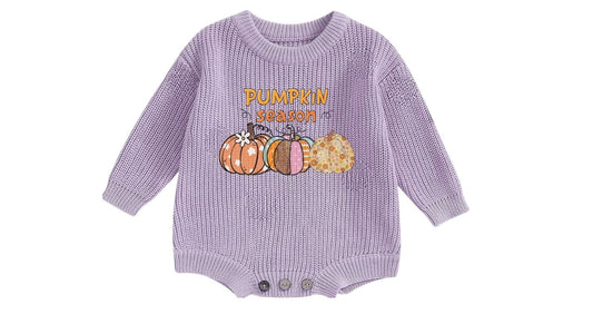 Pumpkin Season Baby Knit Romper
